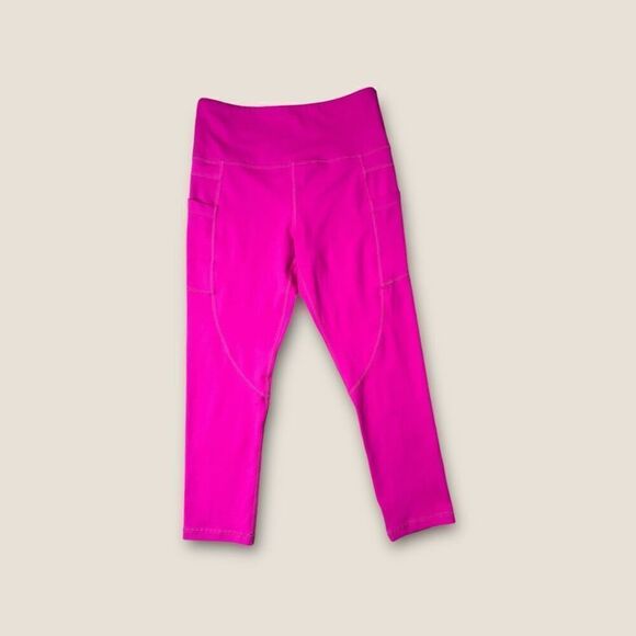 Zyia Party Pink Pocket Light n Tight Hi-Rise Capri 20" Leggings Size 4 - Picture 2 of 4